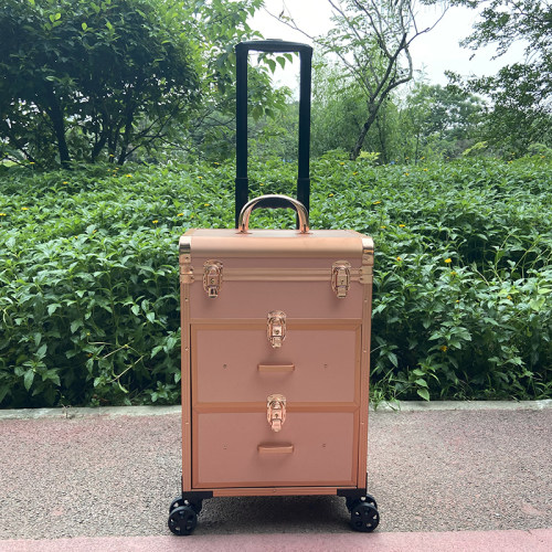 铝合金美甲纹绣收纳万向轮拉杆箱