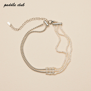 paddle club 天然珍珠编织弹力项链 手链