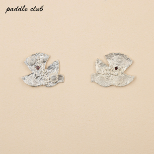 paddle club花朵纹宝石信鸽耳环