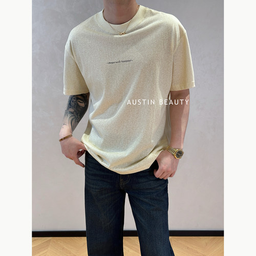 AUSTINBEAUTY【雪纹浅痕】男款雪花肌理极简印花T恤夏季宽松短袖