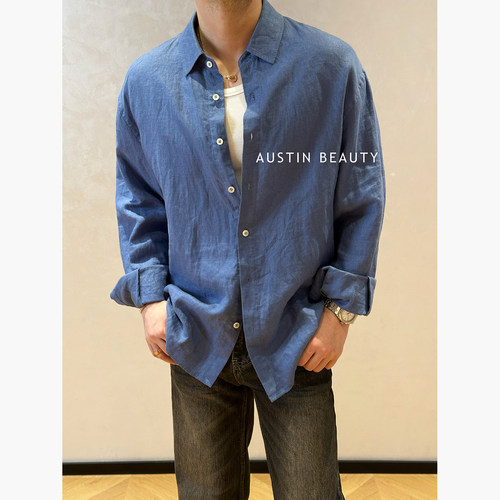 AUSTINBEAYTY【100%雨露麻】秋季老钱慵懒长袖衬衫
