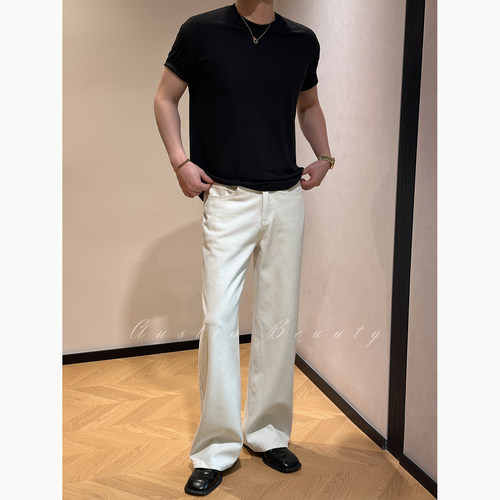 AUSTINBEAUTY【26s新品】12.5o莱卡宽松直筒牛仔裤通勤百搭