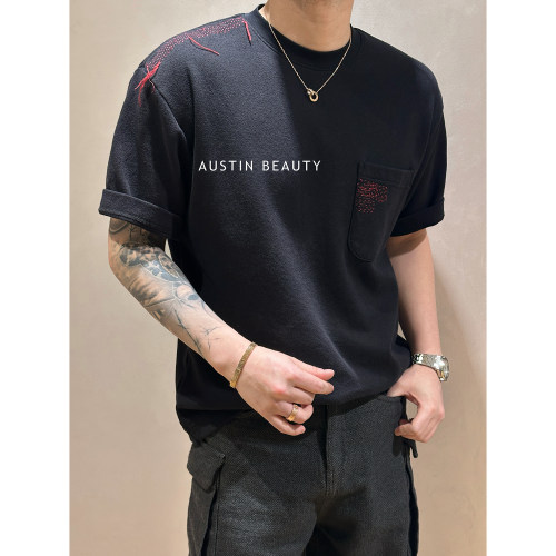 AUSTINBEAUTY 男士短袖2026夏季新款纯色圆领宽松T恤通勤百搭上衣