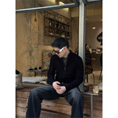 AUSTINBEAUTY 门襟双拉链开衫 100%绵羊毛 极简老钱风修身