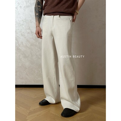 AUSTINBEAUTY【26s新品】12.5o莱卡宽松直筒牛仔裤通勤百搭