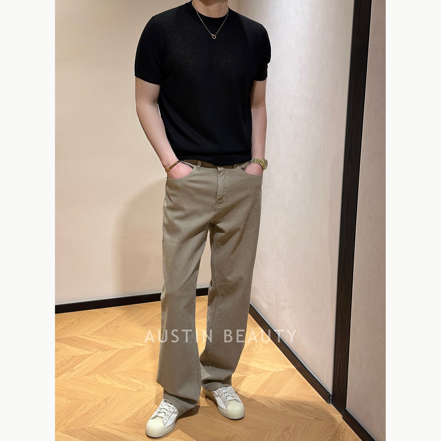 AUSTINBEAUTY【极简主义】男士秋季cleanfit莱赛尔直筒牛仔长裤子图片