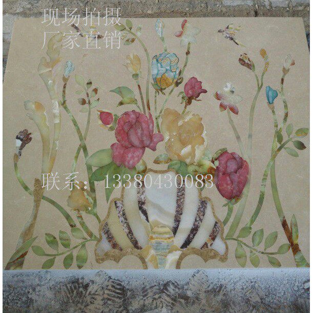 天然玉石大理石玄关背景墙客厅餐厅水刀拼画