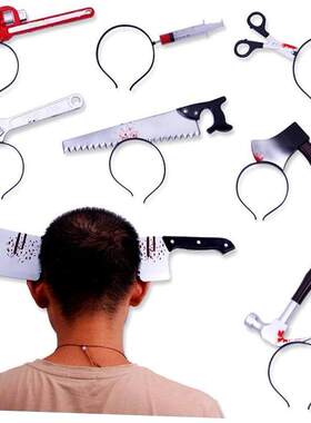 Halloween Hair Hoop Horror Blood Fake Ax Saws Knife Gothic H