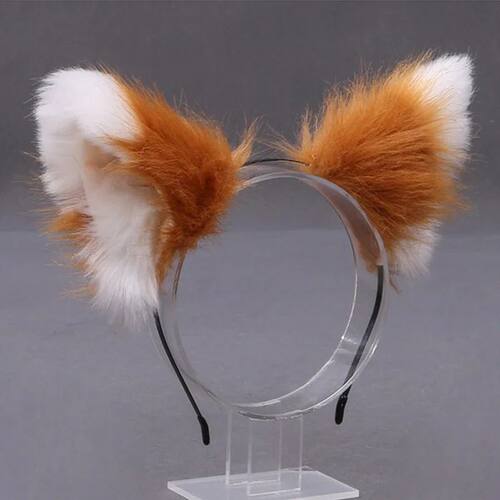 Furry Animal Cat Fox Ear Hair Hoops Party Cosplay Fur Hairba