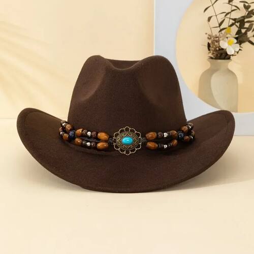 Cowboy Hat Wool Felt Jazz Hat Ethnic Style Wide Brim Autumn