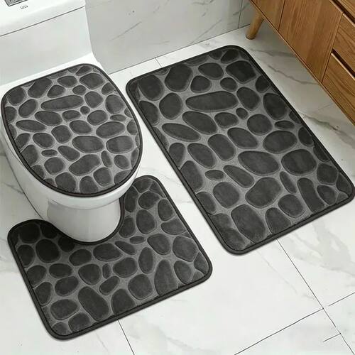 1 Set of Solid Color Simple Bathroom Water-absorbing and Non