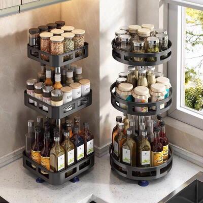 Kitchen seasoning rack Rotatable top corner seasoning rack