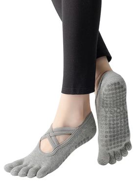 New Women Anti Slip Pilates Socks Five Toe Silicone Non-Slip