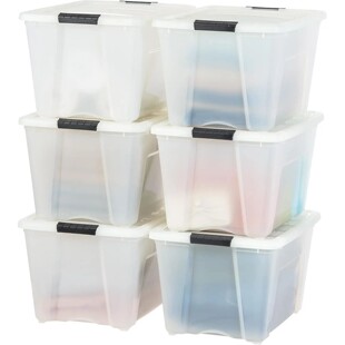Stackable Plastic Storage Bins with Lids, Latches, Durable N