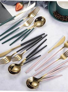 Nordic stainless steel steak knife, fork and spoon set