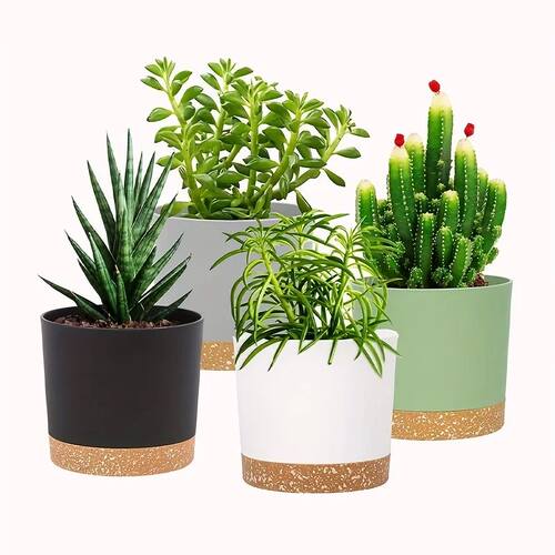 4pcs Flowerpot 5inch Removable Bottom Round Flower Pot Detac