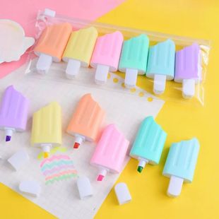 6Pcs Highlighters Set School Office Cute Stationery Students