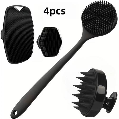 4PCS Set Silicone Body Scrubber Soft Exfoliating Brush for F