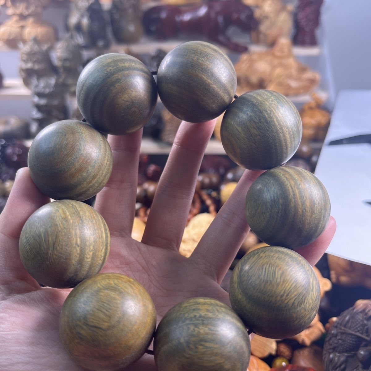 绿檀手串3.0檀香木文玩手链男小众木作