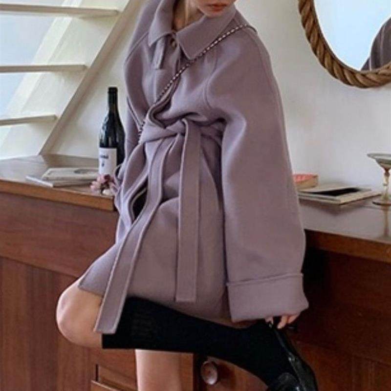 韩系甜美减龄粉色毛呢外套女2025秋冬新款大码胖mm温柔风开衫上衣,女装/女士精品,时尚套装,淘宝优惠券,粉丝福利购,淘宝优惠卷