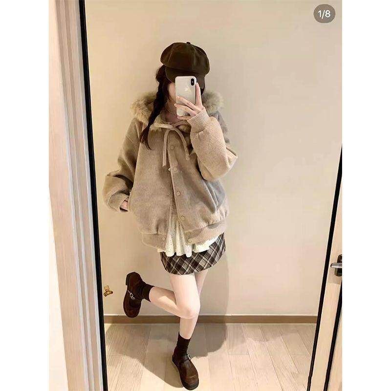 韩系独特超好看粉色甜美蝴蝶结绑带毛领连帽棉服女宽松毛呢厚外套,女装/女士精品,时尚套装,淘宝优惠券,粉丝福利购,淘宝优惠卷