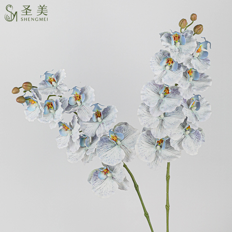 仿真花蝴蝶兰C9头胶片兰花高档手感保湿客厅插花摆件假花餐桌摆设
