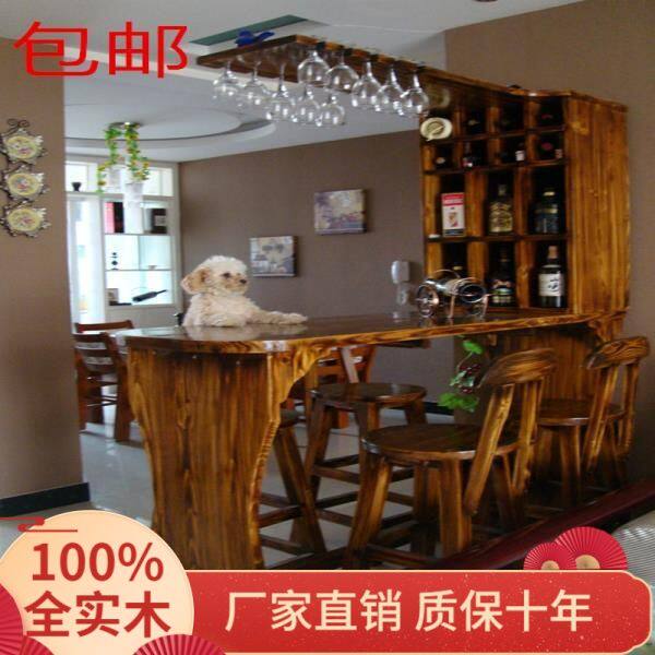 实木吧台桌家用酒柜客厅玄关柜吧台桌椅组合新式中式隔断门厅吧台