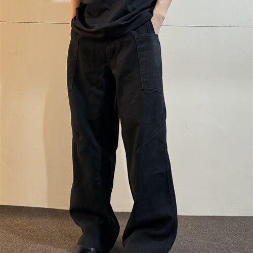 soxiox宽松工装牛仔裤男女夏季直筒美式复古水洗咖色cleanfit裤子