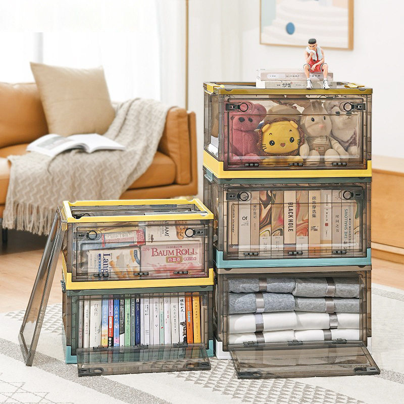 大号透明带盖折叠滑轮收纳箱