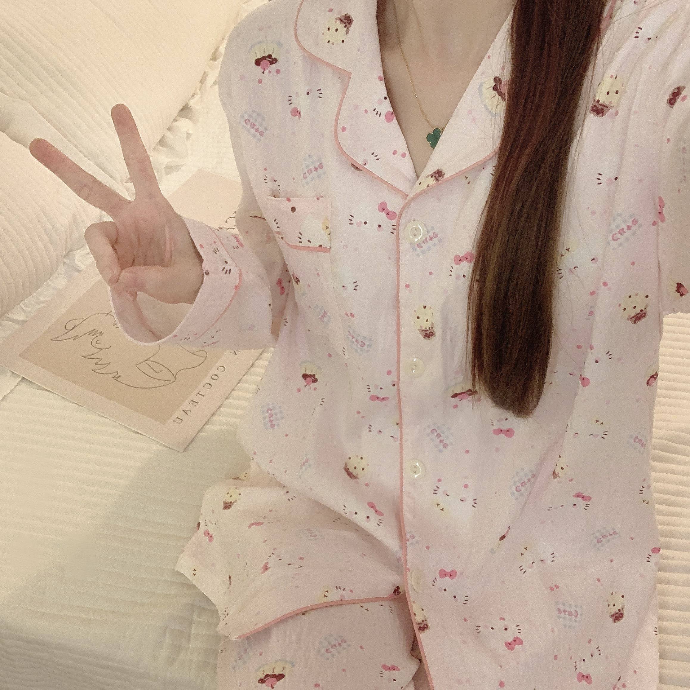 2025春秋季可爱KT猫睡衣女家居服