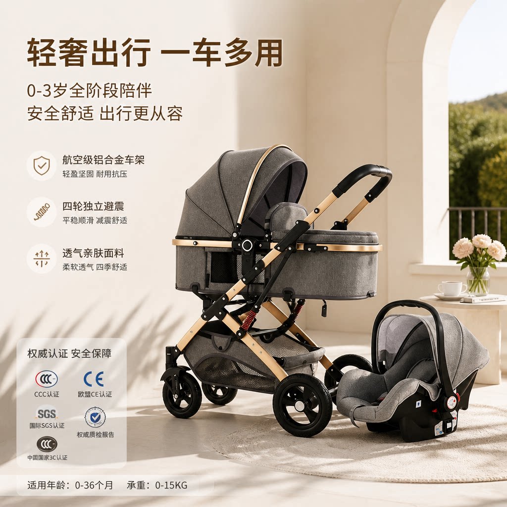 高景观婴儿推车可坐可躺新生儿xx