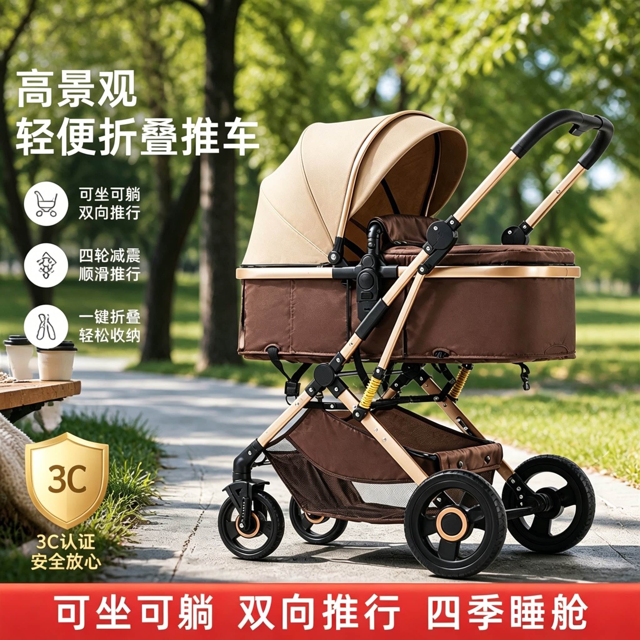 三合一婴儿推车提篮式汽座四合一