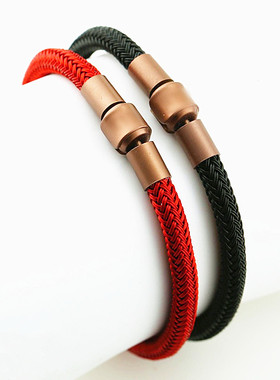 5mm不锈钢丝绳XL手绳适用于周生生粗款皮绳转运珠男海洋黑色手链