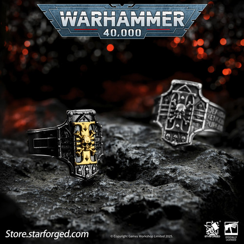 死亡守望925银24K金戒指战锤40K