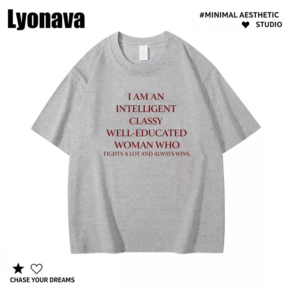 Lyonava高知悍妇小众设计感纯棉短袖T恤男女创意文字圆领宽松t