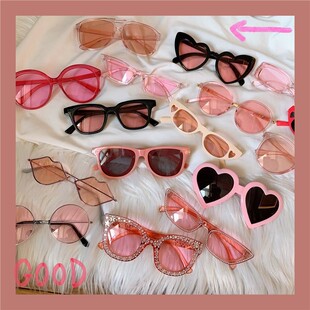 蜜桃粉 自留款chic显白可爱圆形墨镜女度假复古韩版眼镜网红眼镜