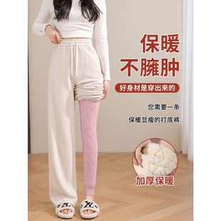 打底裤加绒外穿加厚羊绒保暖裤服装女装冬装东北超厚女款高腰棉裤