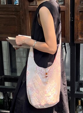 nothe Case「樱花木匣」柔软新中式帆布包 双面长肩带单肩斜挎包