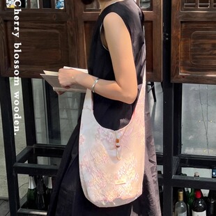 nothe Case「樱花木匣」柔软新中式帆布包 双面长肩带单肩斜挎包