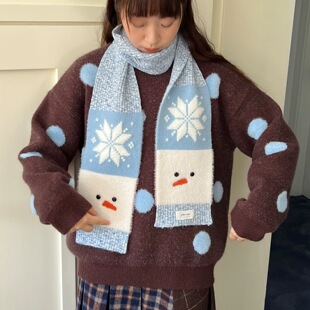 nothe 秋冬保暖针织围脖 Case「冰岛雪人」氛围感可爱雪人围巾