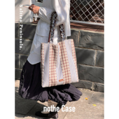 nothe 大容量通勤百搭托特包 Case「盐茶半岛」格纹拼接单肩包