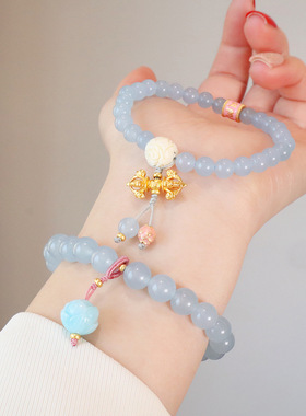 天然水晶手链国风心经吊坠手串