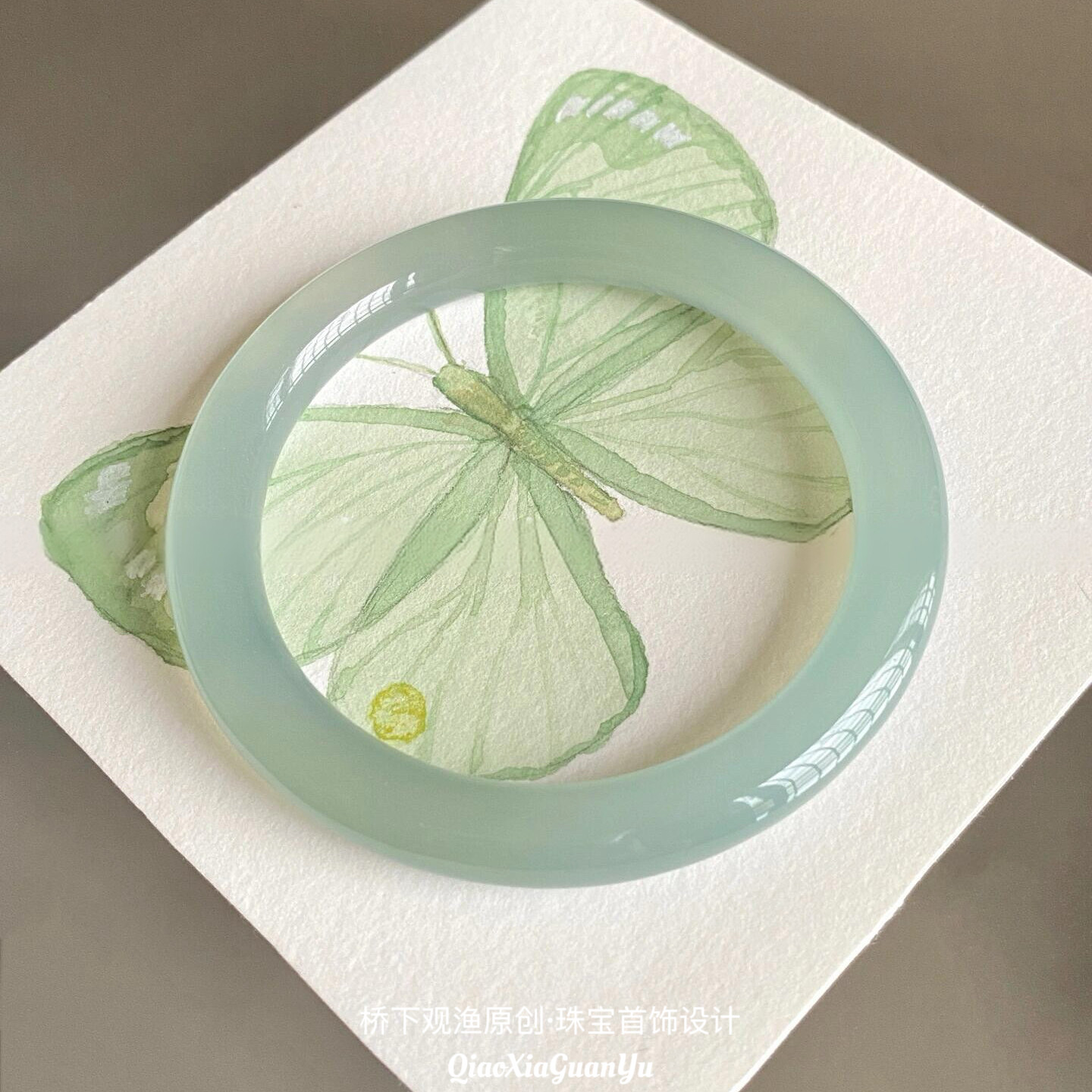 天然玛瑙手镯油青色玉髓镯子叮当镯8mm细圆条高冰种冰透手镯礼物