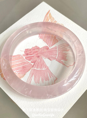 冰种粉水晶手镯女马达加斯加粉晶马粉芙蓉石粉色水晶宽窄圆条镯子