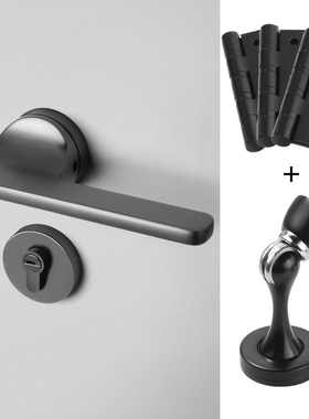 室内黑灰色轻奢北欧风格分体套装简约卧室磁吸静音房门现代木门锁