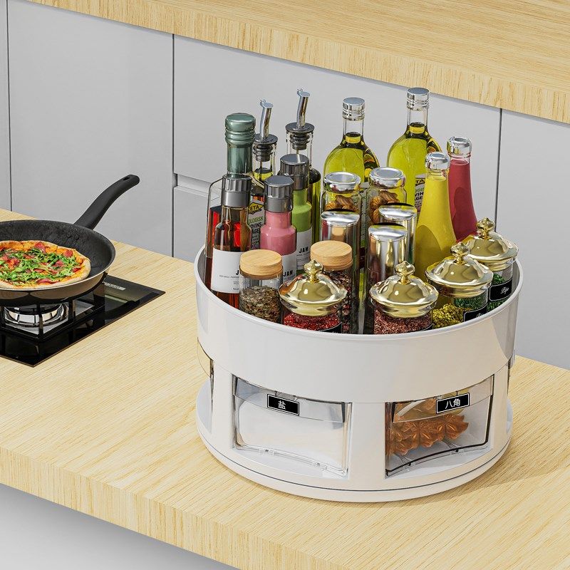 厨房旋转调料盒一体多格调味料佐料收纳台面调料油盐酱醋瓶置物架,搬运/仓储/物流设备,机械式停车设备（立体停车库）,淘宝优惠券,粉丝福利购,淘宝优惠卷