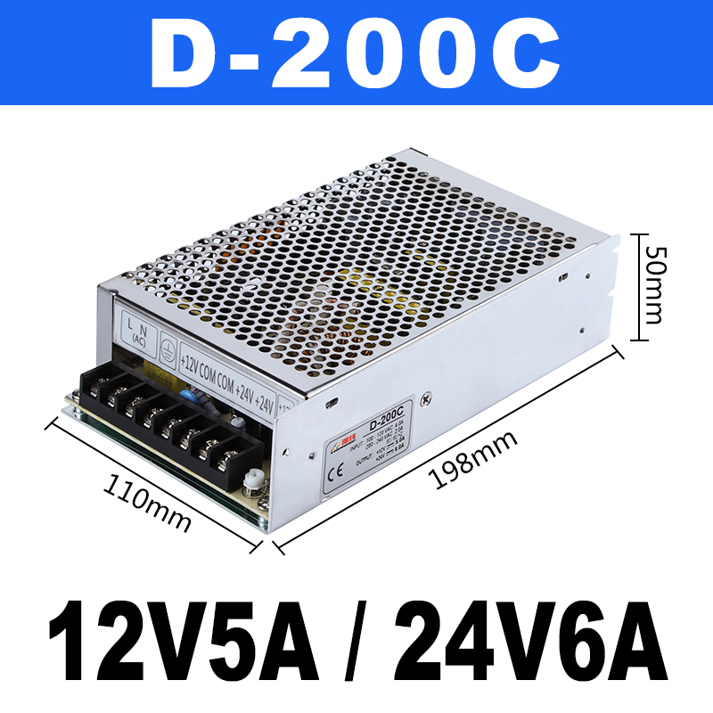 深圳明伟双组输出D-200A/B/C开关电源5v12v直流220转DC24V两路W
