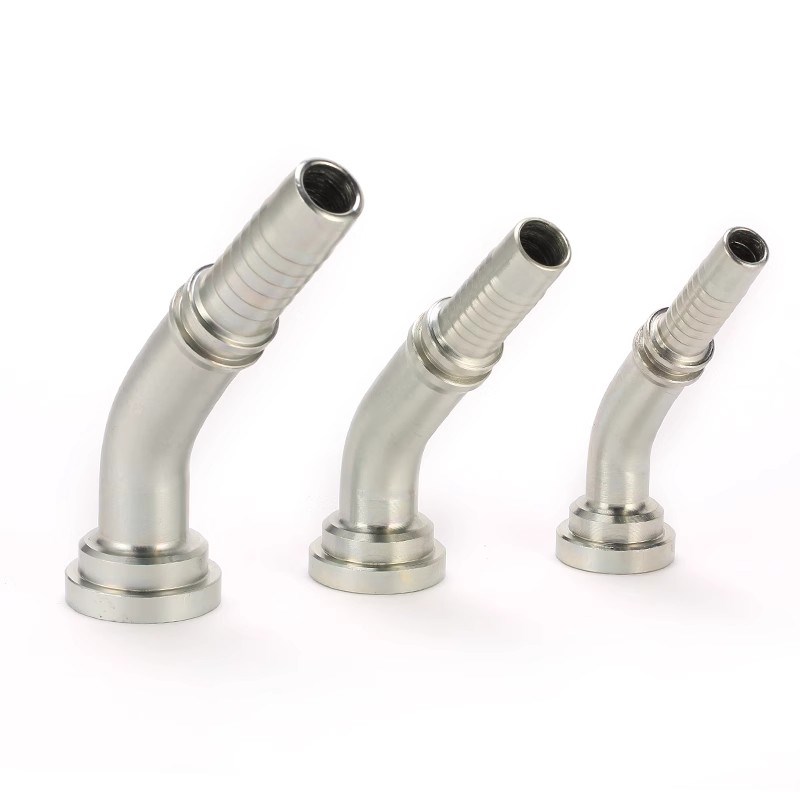 87641 SAE法兰 6000PSI 重系列 45度弯N头 液压油管扣压式胶管接