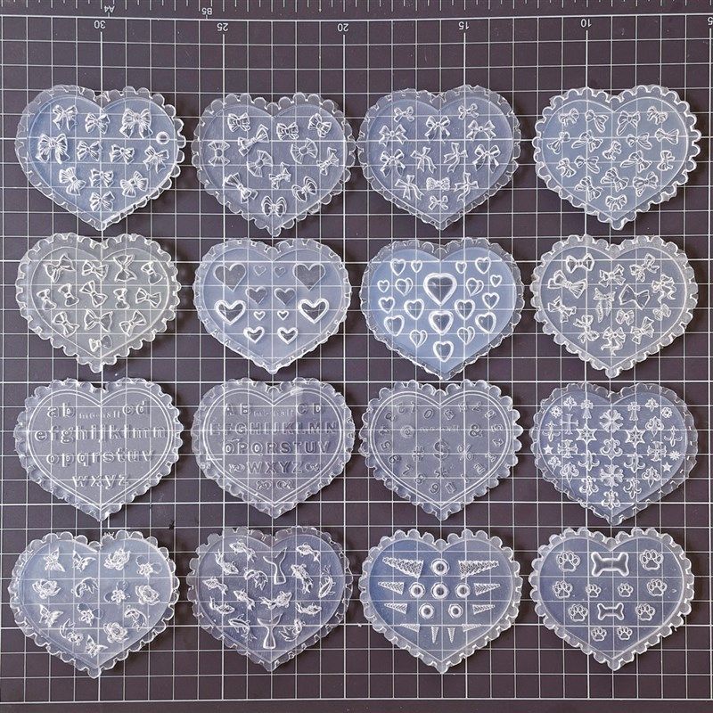 微缩食玩仿真蛋糕字母数字蝴蝶结迷你爱心花边小樱桃粘土硅胶模具