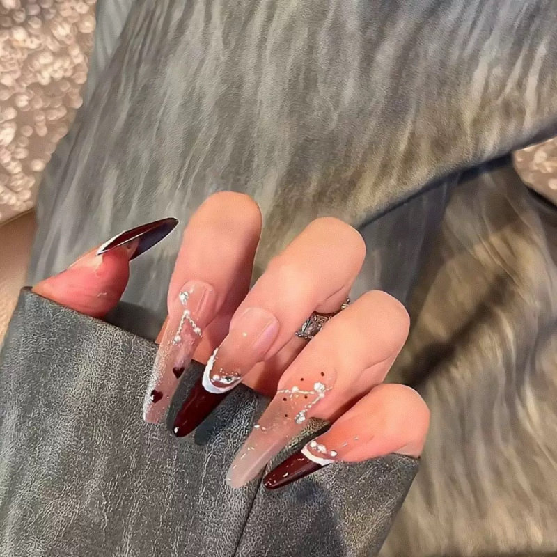 秋冬高级感手工穿戴甲片法式猫眼